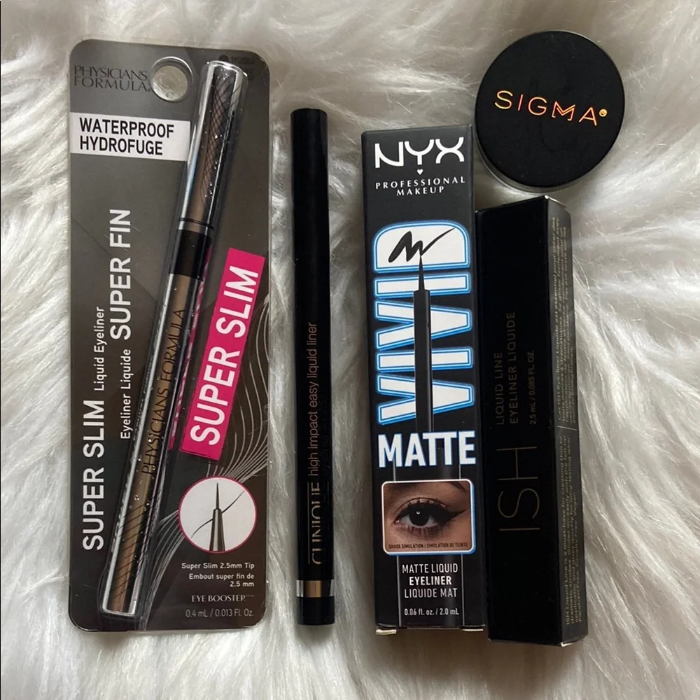 Black Eyeliner Makeup Bundle; NYX Physicians Formula Clinique Ish & Sigma
